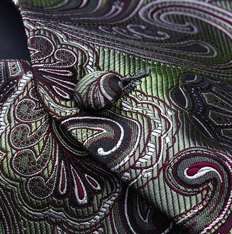 Olive Green Paisley Men Waistcoat