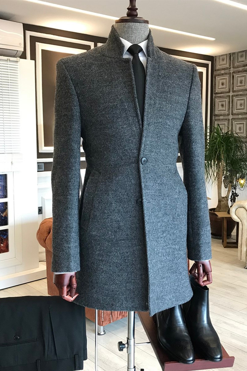 Baldwin Business Formal All Black Slim Fit Wool Coat