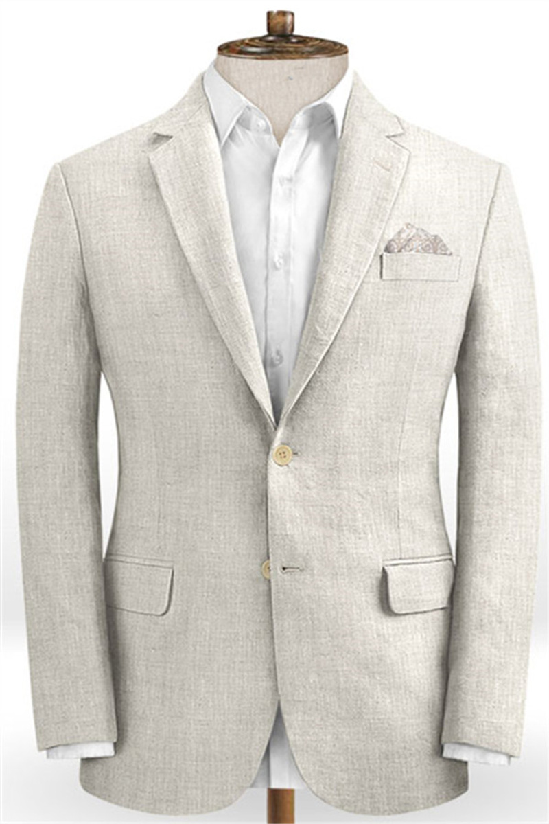 Ivory Linen Wedding Men Suit Summer Beach Groom Tuxedo Online