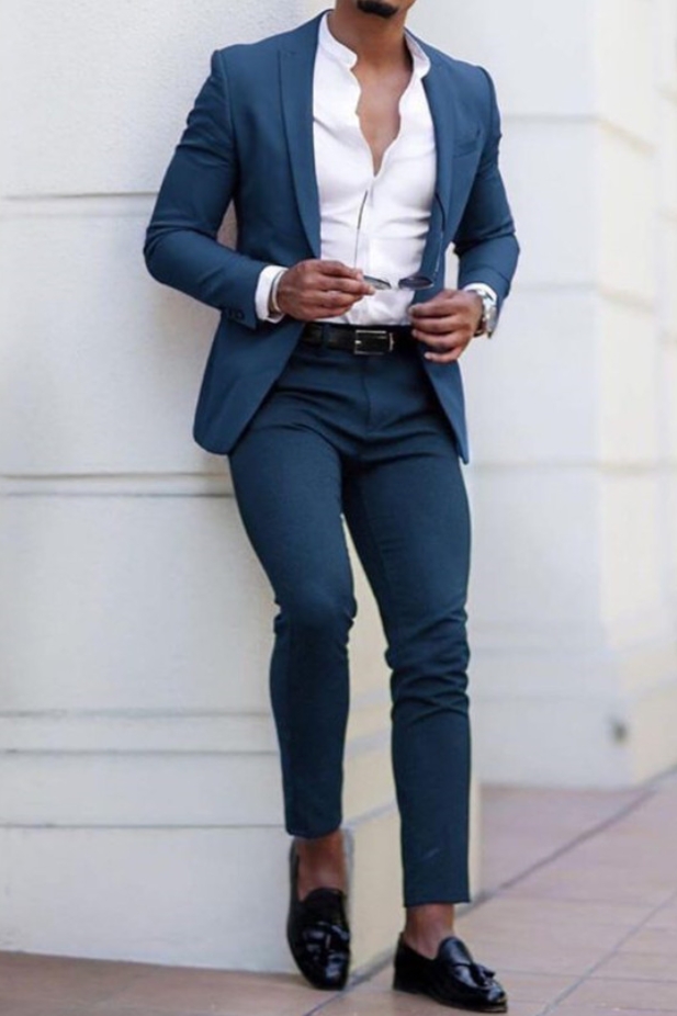 Cayden Dark Navy Slim Fit Custom Men Prom Suit