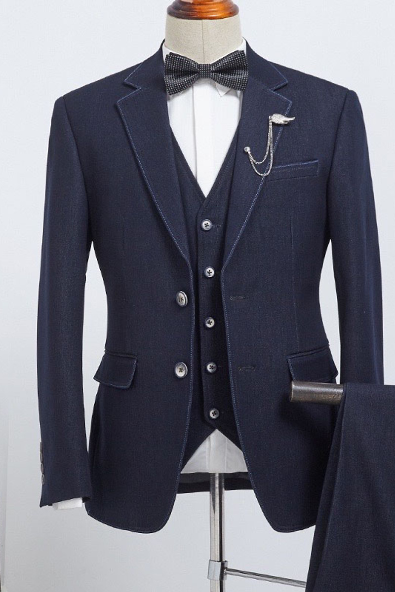 Barnett Hot Navy Three-Pack Slim Fit Custom Business Suit