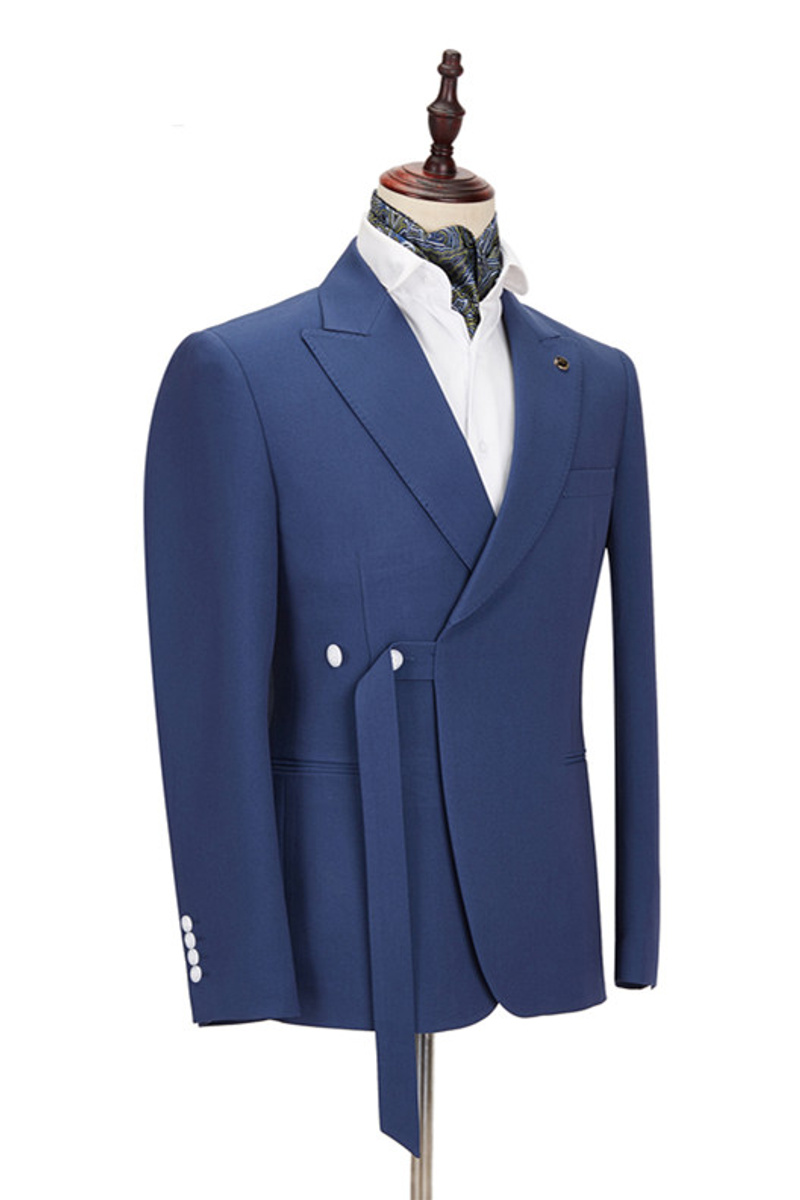 Kayden Dark Blue Pointed Lapel Slim Fit Business Suit