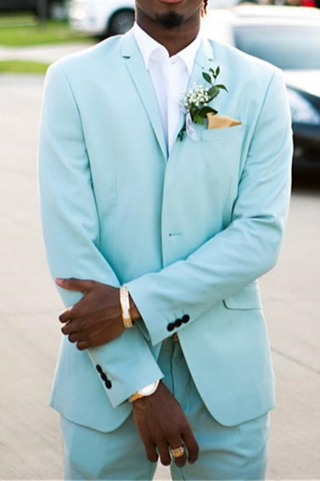 Mint Green Slim Fit Men Suit Groomsmen Suit Two-Piece Notched Lapel Prom Suit