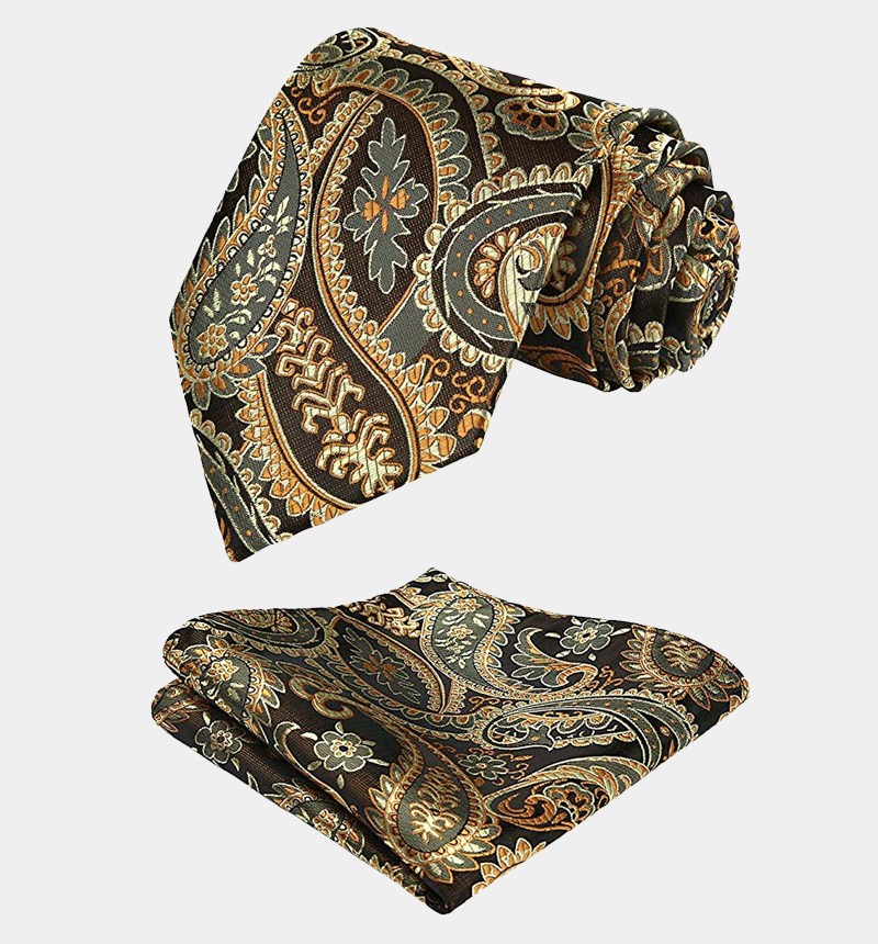 Newest Gold Paisley Men Vest With Tie Set