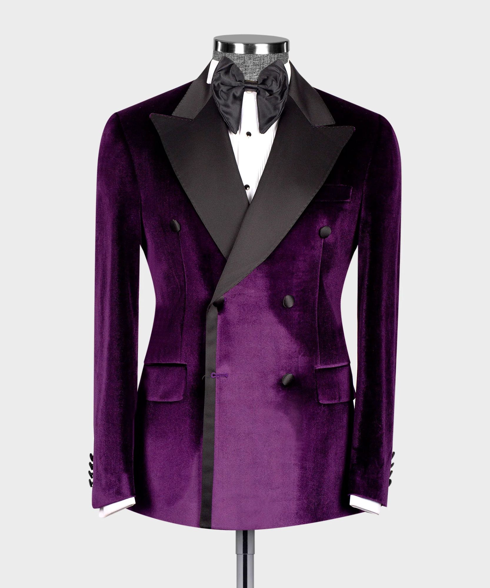 James Purple Velvet Lapel Men Two Piece Suits Prom Suits