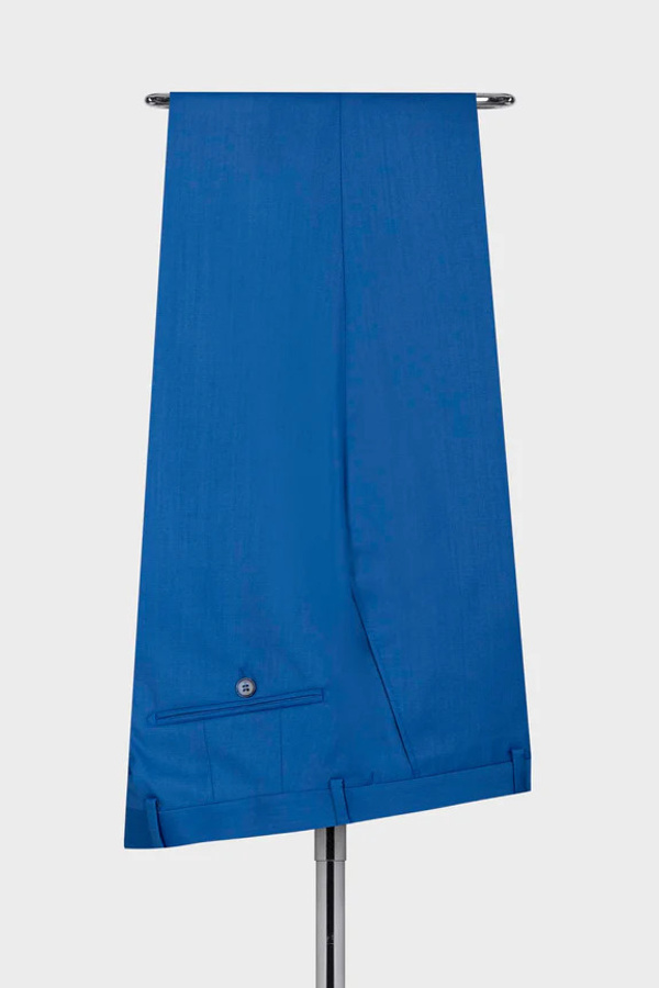 Stylish Blue Double-Breasted Two-Piece Suit Three Pocket Suit