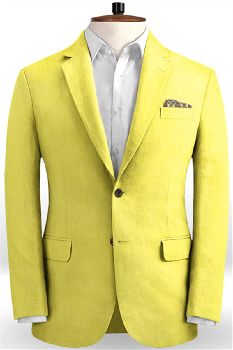 Shiny Yellow Slim Fit Tuxedo Prom Suit