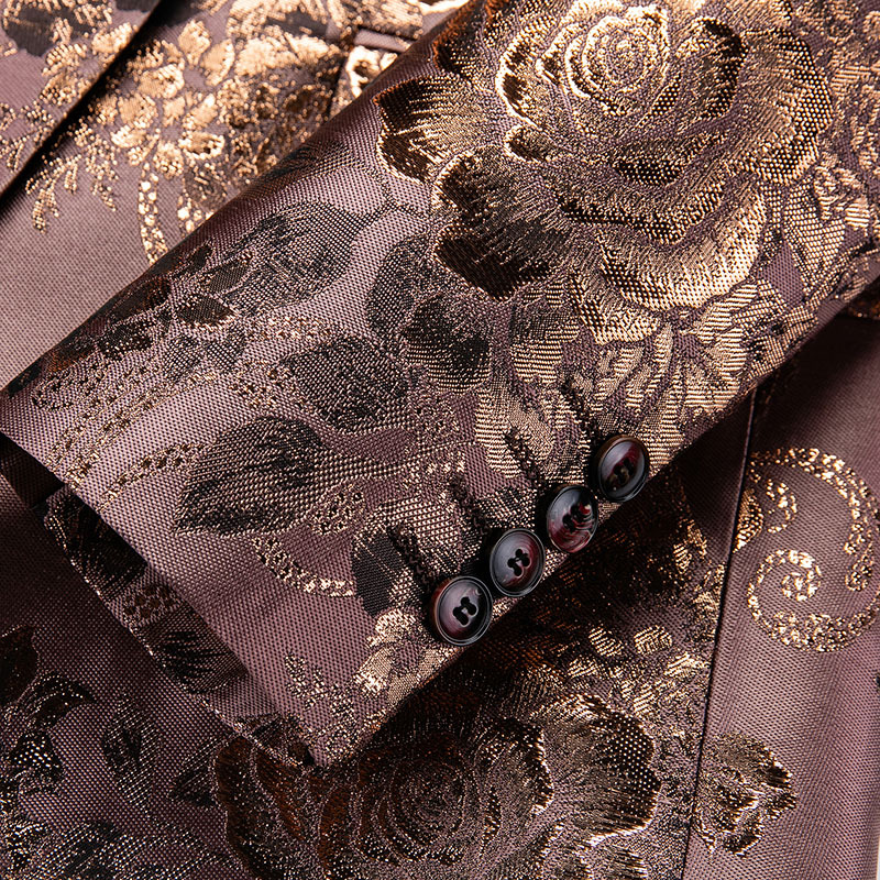 Stylish Brown Printed Slim Fit Men Event Blazer Men Jacket