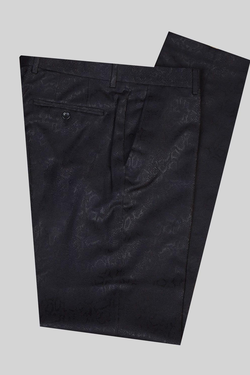 Ernesto Black Double-Breasted Cape Lapel Jacquard Wedding Suit