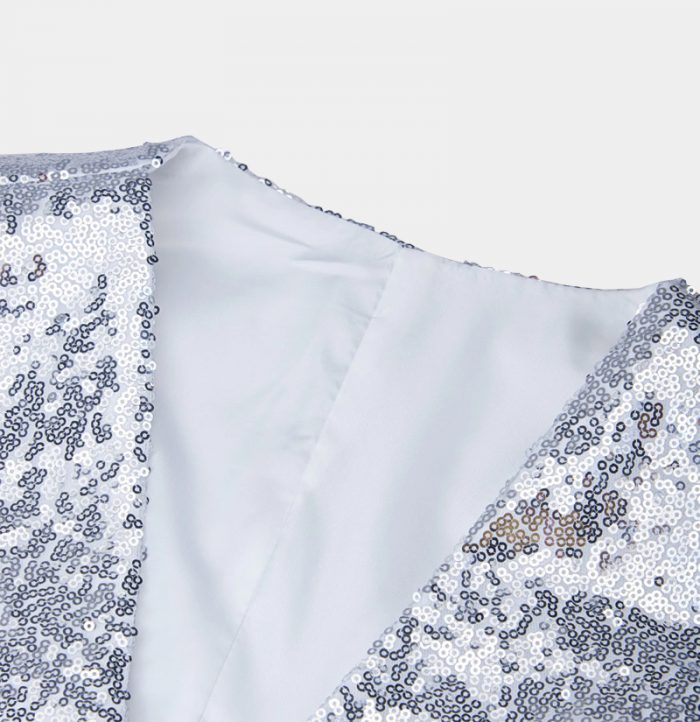 Glamorous Silver Sequin Prom Men Suit Vest