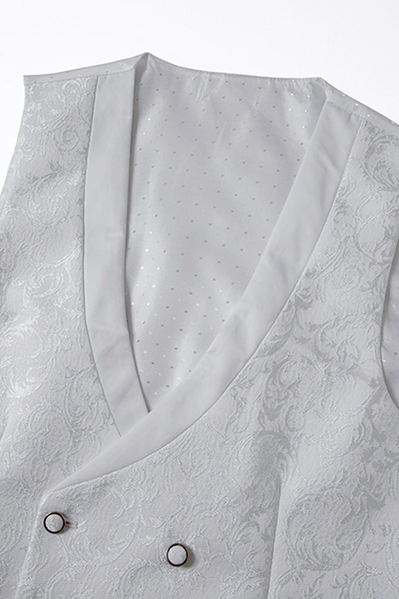 White Shawl Collar Men's Jacquard Three-Piece Wedding Suit