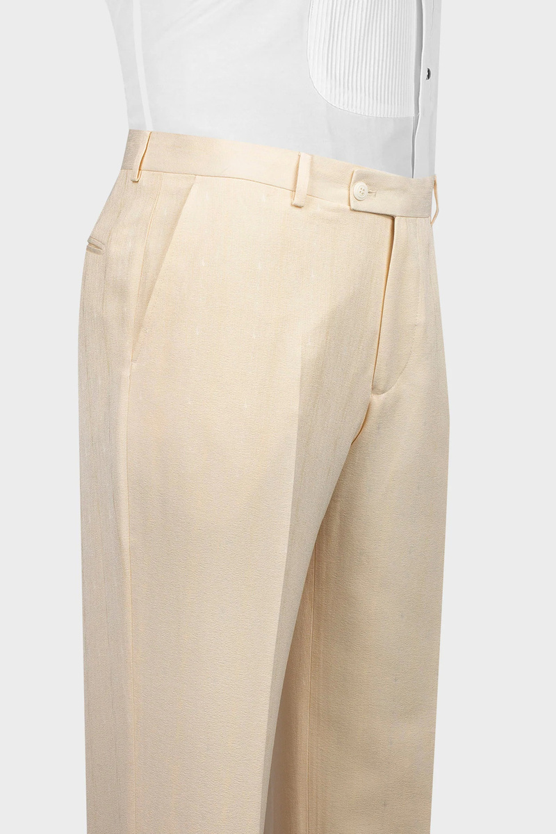 Modern Creamy Creamy Yellow Notch Lapel Men Suit Men Three Piece Black Collar Suits