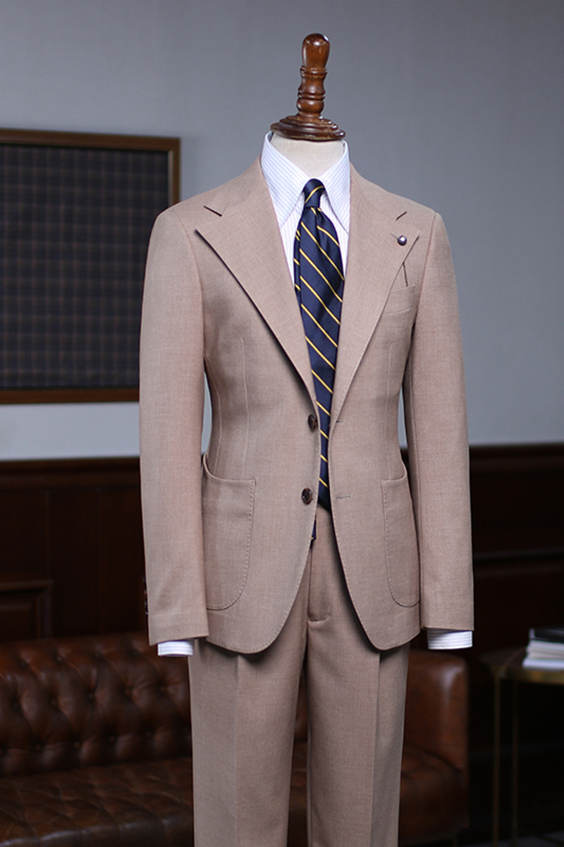 Tab Classic Khaki Two Piece Slim Tailored Business Suit