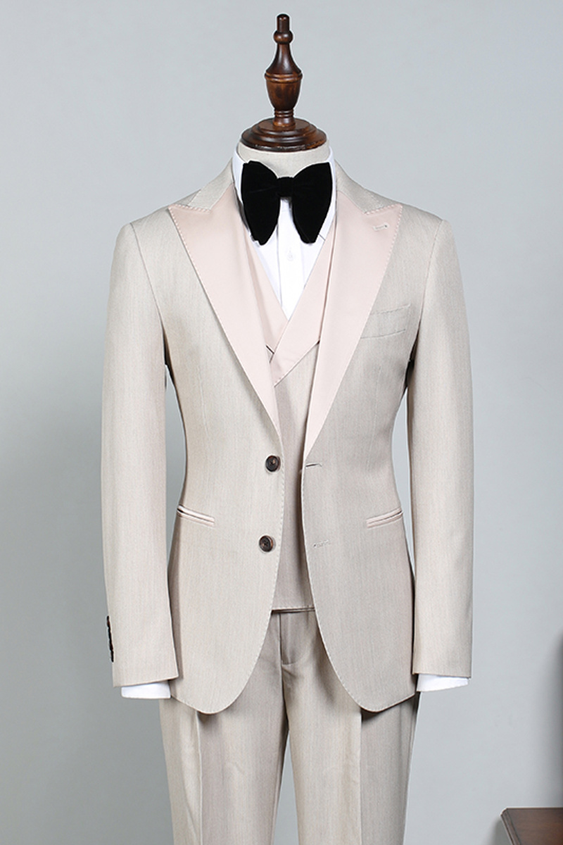 Nigel Stylish Off-White Pointed Lapel Two Button Business Suit