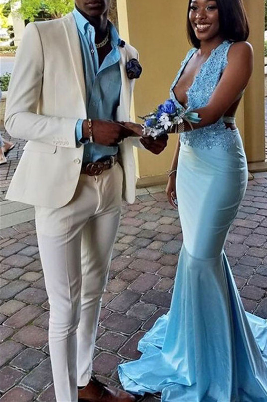 New Arrival Custom White Slim Men Prom Suit Online