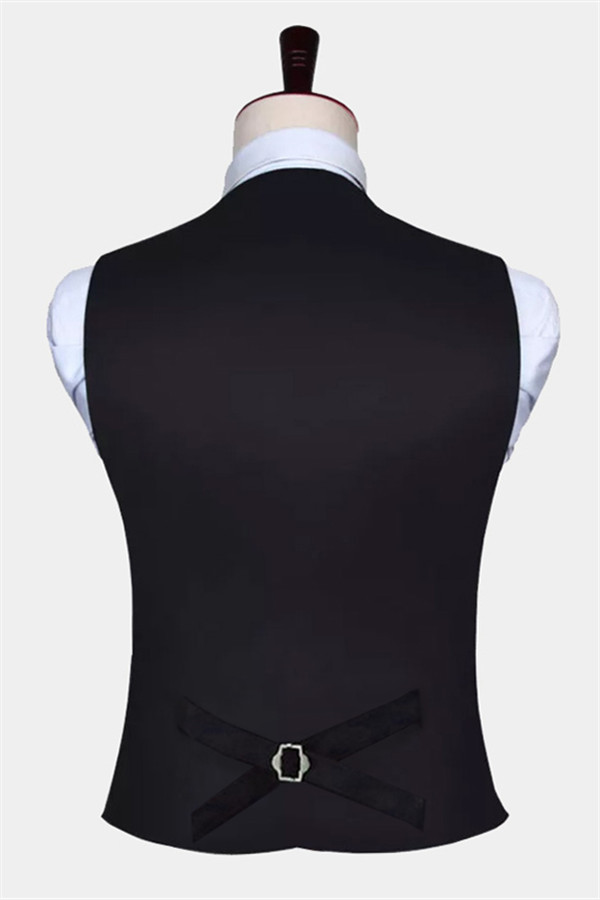 Navy Blue And Gold Paisley Prom Men Suits Vest Set