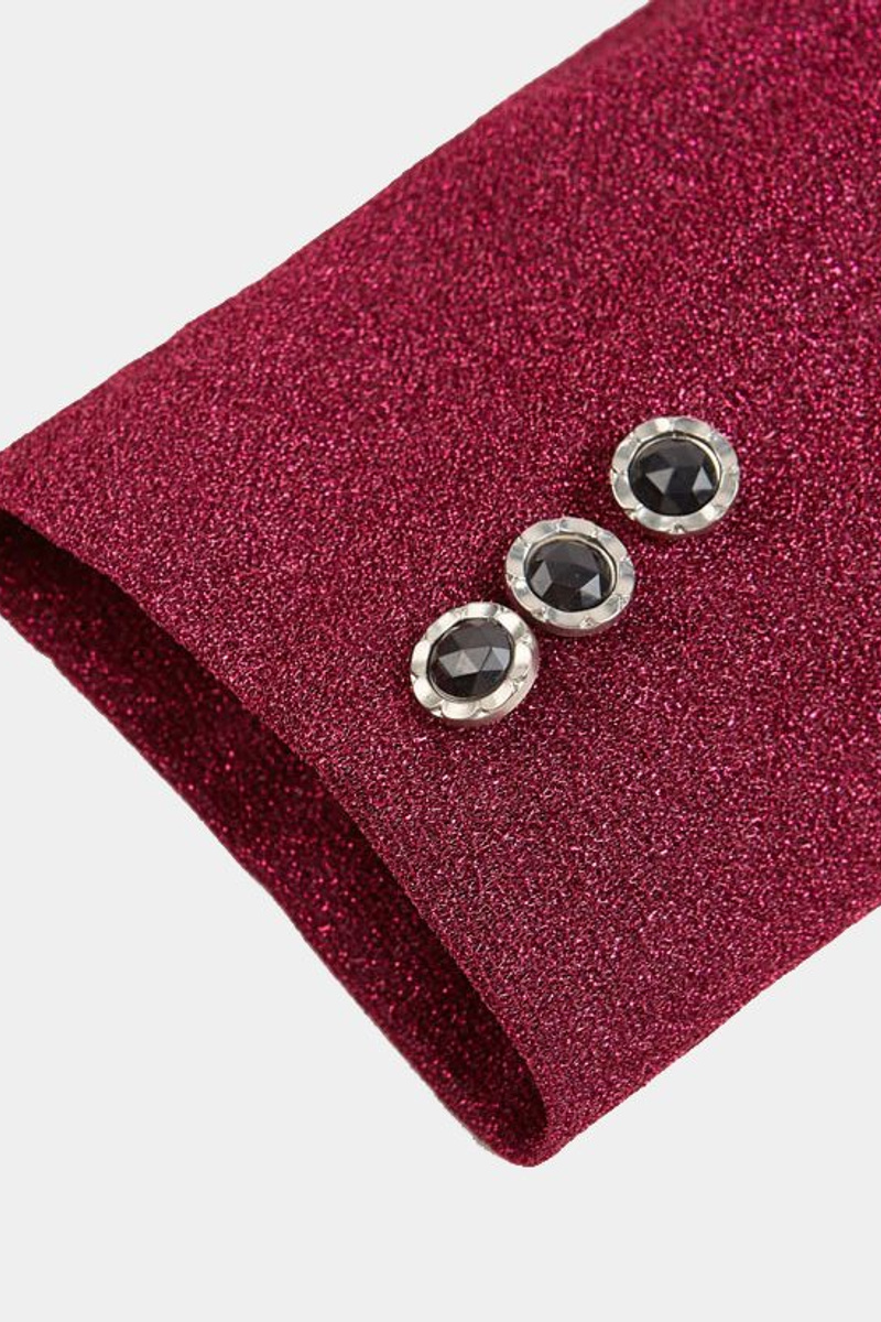 Zander Fuchsia Glitter Tuxedo Jacket Sequin Slim Fit Prom Men Suit