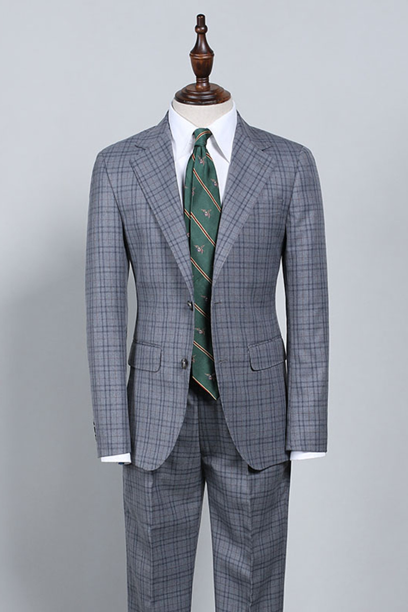 Otis Dark Grey Plaid Notched Lapel Slim Fit Suit