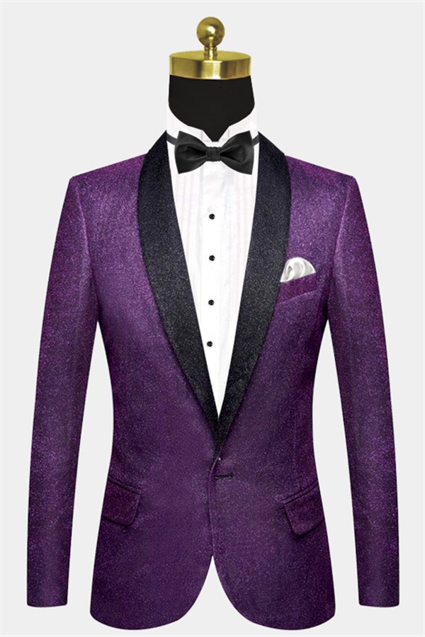 Sparkly Purple Sequins Blazer Online One Piece Shiny Prom Suits
