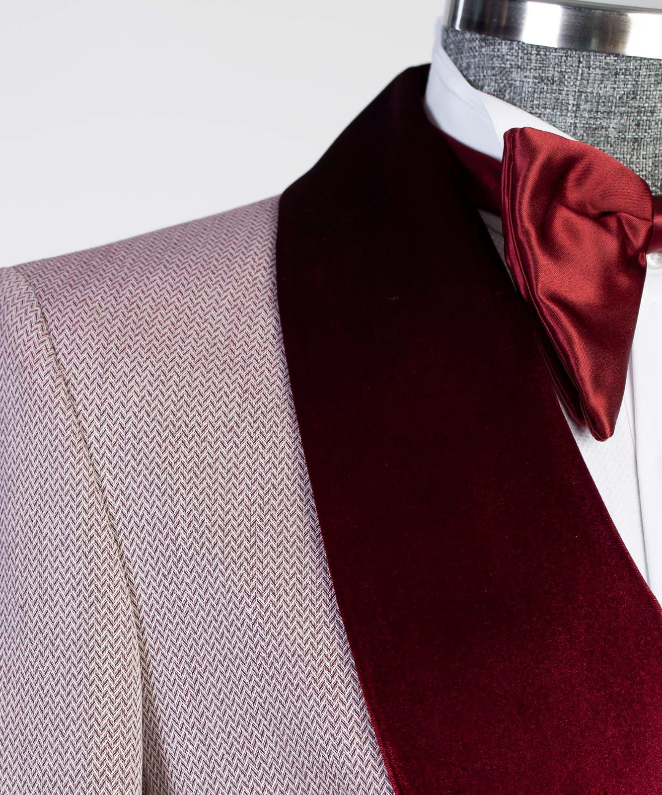 New Double-Breasted Fashion Prom Suit with Wine Red Shawl Lapel
