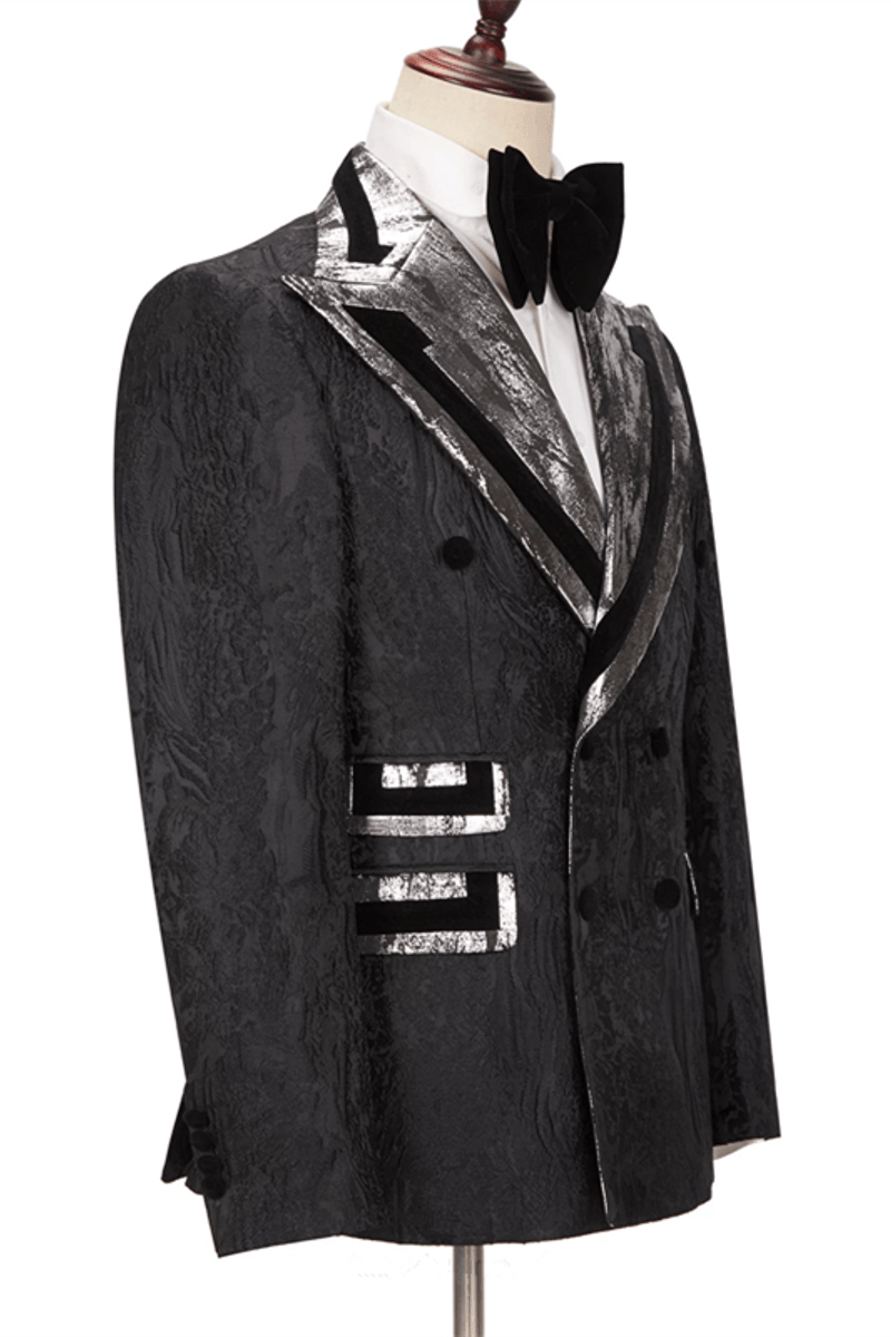 Braxton Fashion Black Point Lapel Double Breasted Men Suit Online