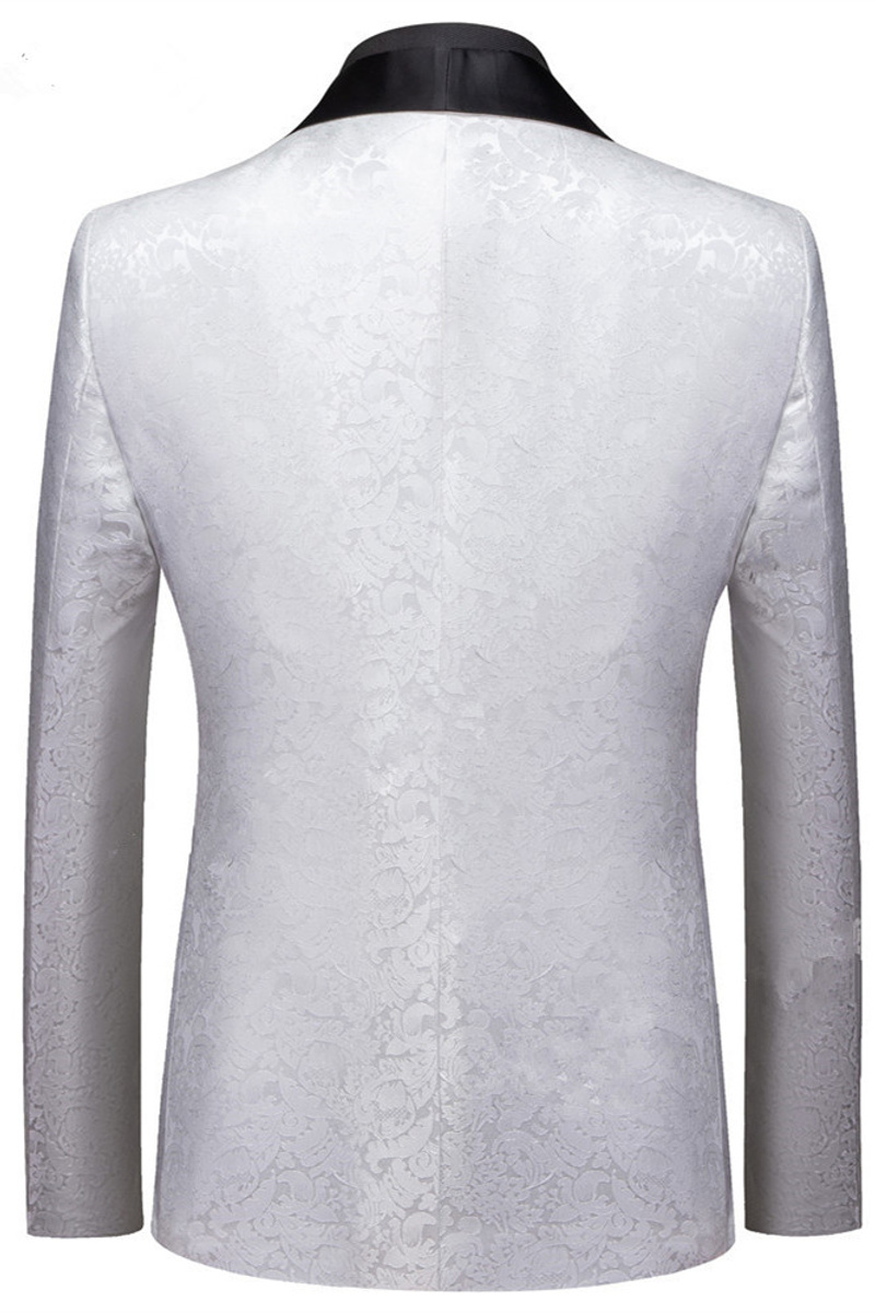 Victor White Jacquard Single-Button Wedding Suit