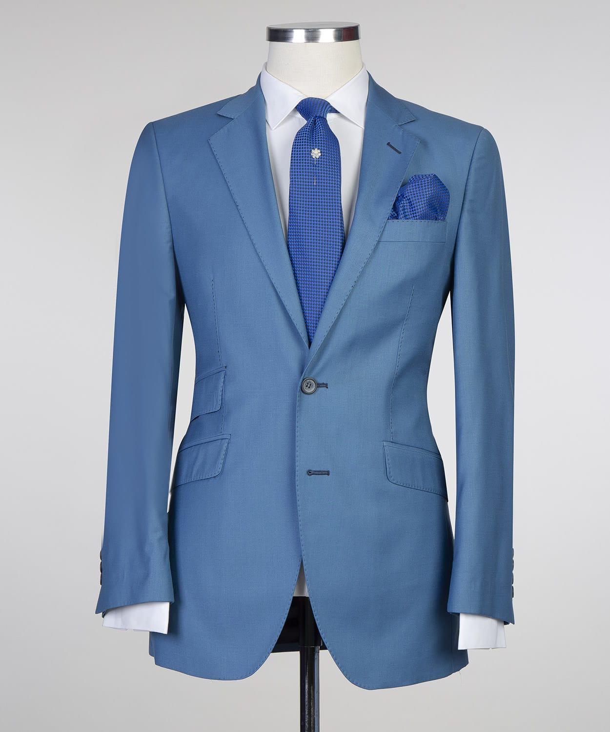 Modern Blue Two-Piece Notched Lapel Prom Suit