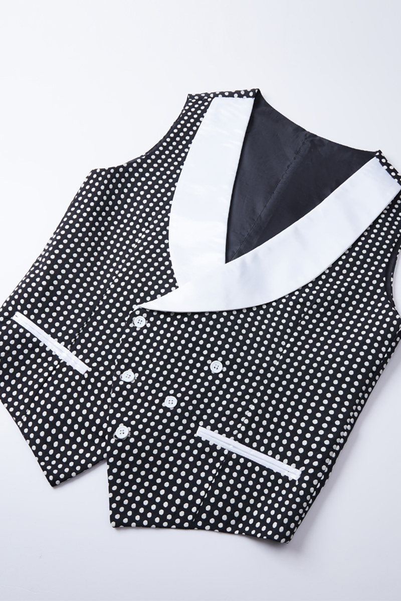 Shane Black Dot Slim Fit Shawl Lapel Wedding Tuxedo