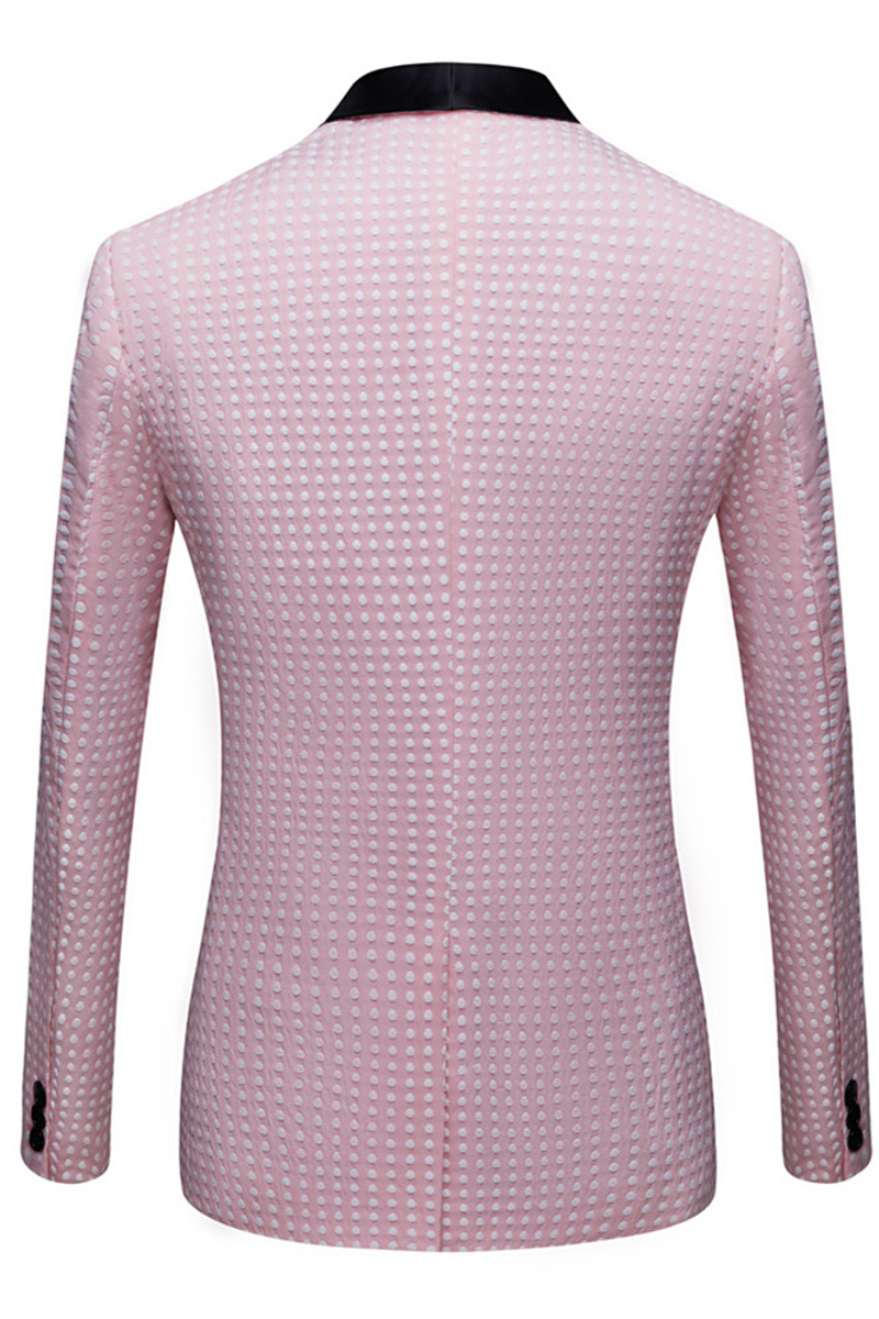 Hudson Pink Shawl Lapel Dot Wedding Suit