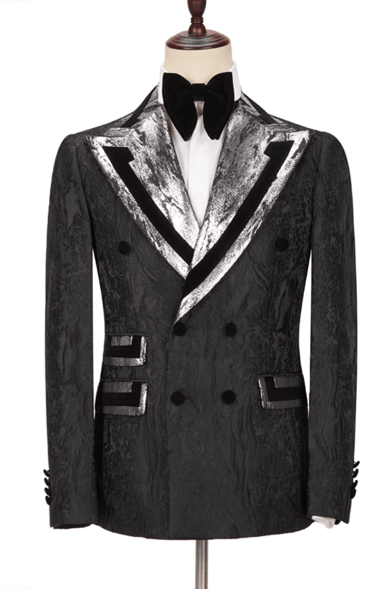 Braxton Fashion Black Point Lapel Double Breasted Men Suit Online