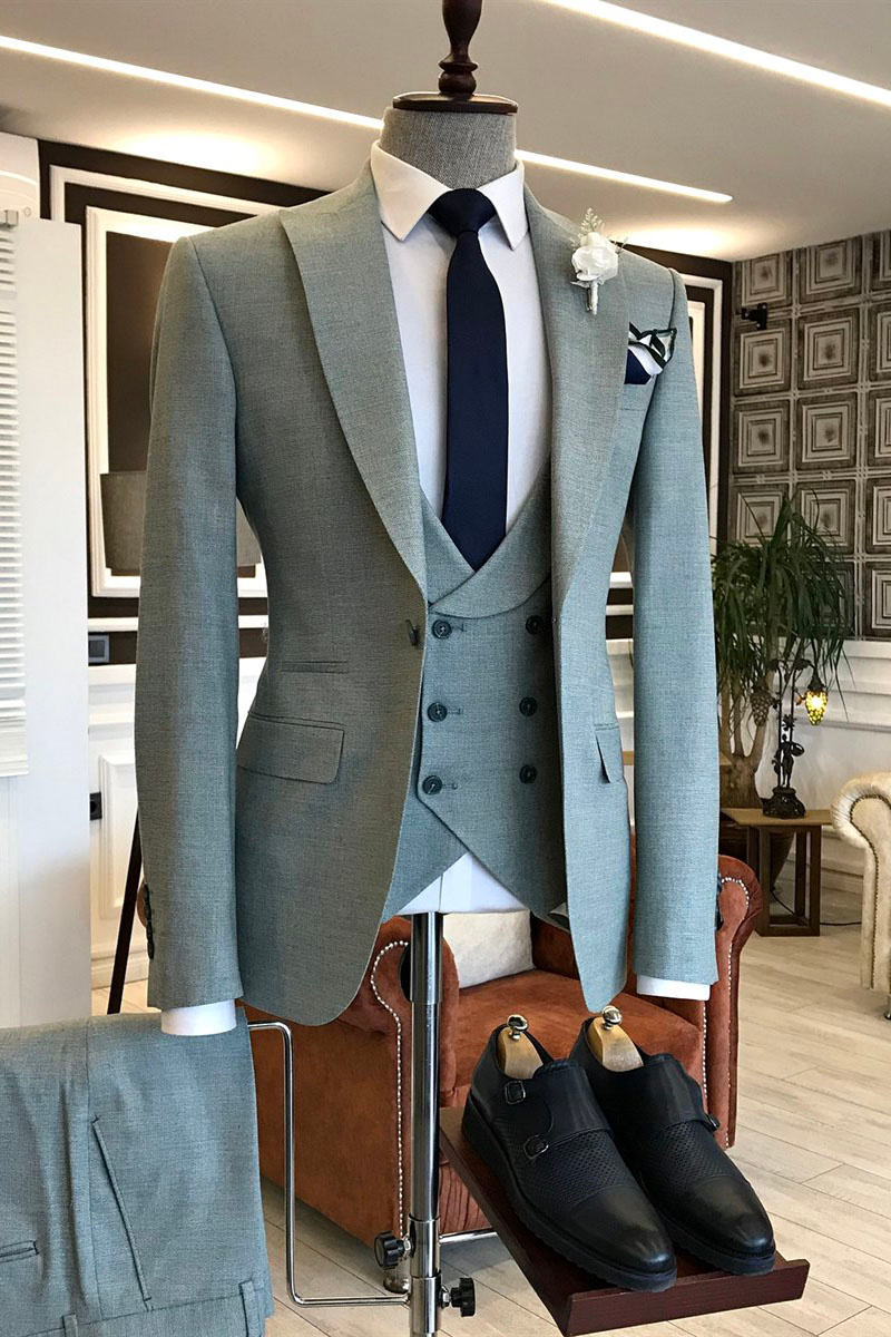 Henry Stylish Grey Three Piece Point Lapel Business Suit