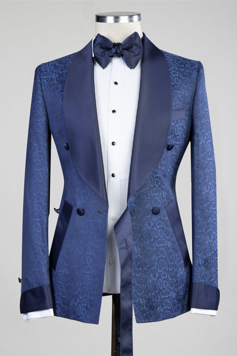 Nelson Dark Navy Slim Fit Double-Breasted Fashion Wedding Suit