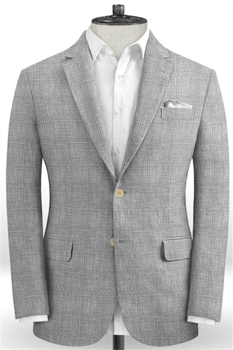 Modern Two-Piece Plaid Tuxedo New Linen Blazer
