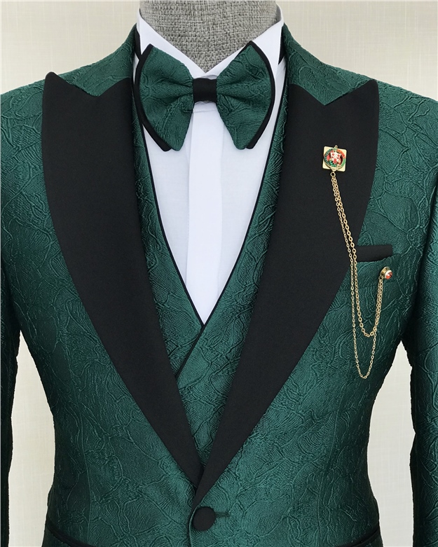 Italian Style Green Jacket Vest Trousers Wedding Suit Three Piece Suits Prom Suits