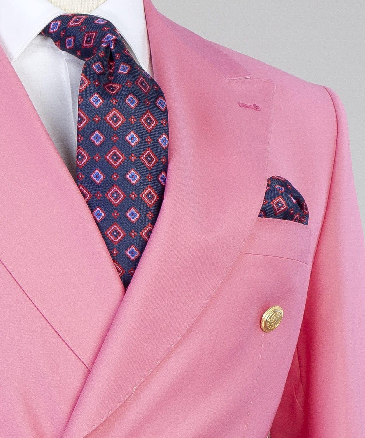 Donald Pink Fashionable Double Breasted Point Collar Men Suits