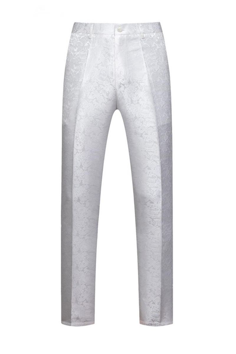 Victor White Jacquard Single-Button Wedding Suit