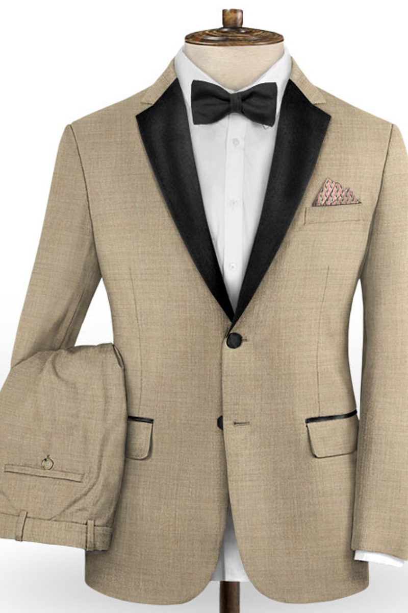Khaki Business Men Suit Slim Fit Tuxedo Online