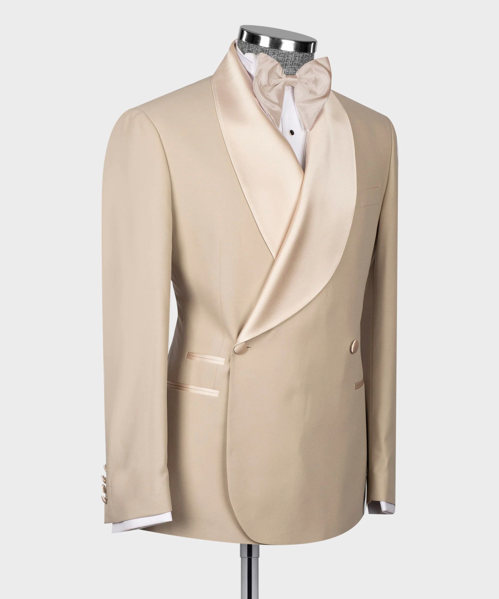 James Champagne Double-Breasted Shawl Lapel Men's Wedding Two-Piece Suit