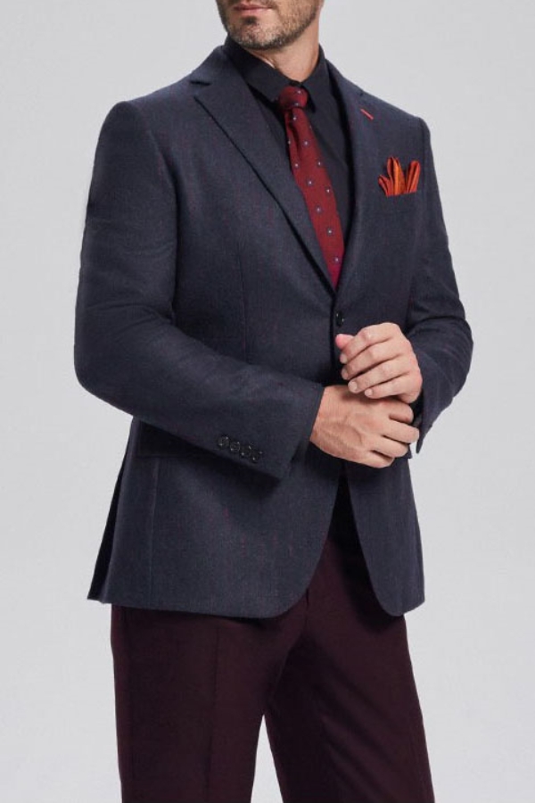 Formal Dark Navy Classic Men Business Suit Blazer