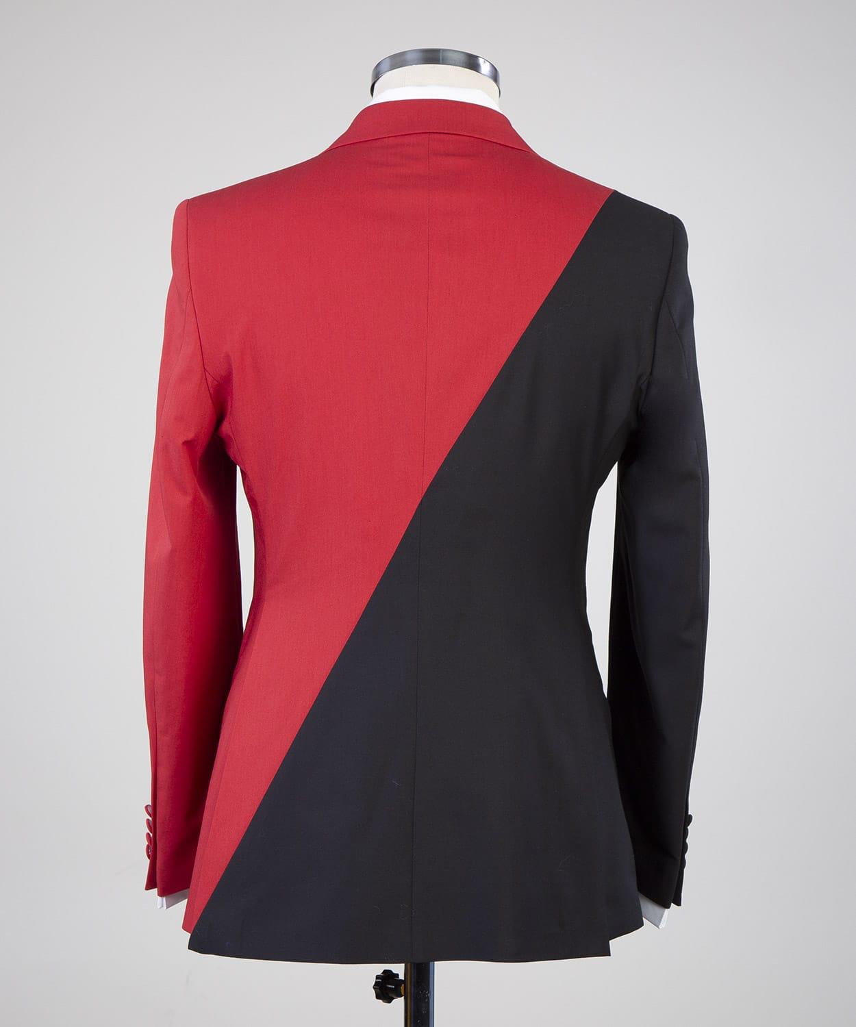Gorgeous Red And Black Double Breasted Slim Tailored Men Suit