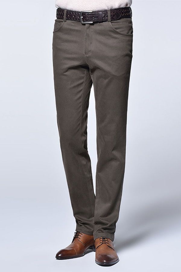 Men Brown Cotton Slim Fit Fashion Casual Pants