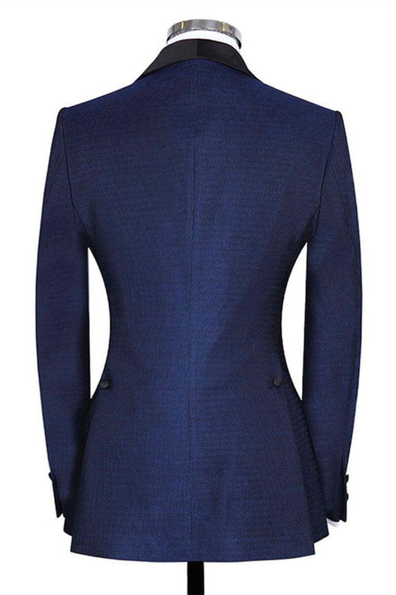 Skylar Dark Navy Shawl Lapel Three-Piece Slim Fit Wedding Suit