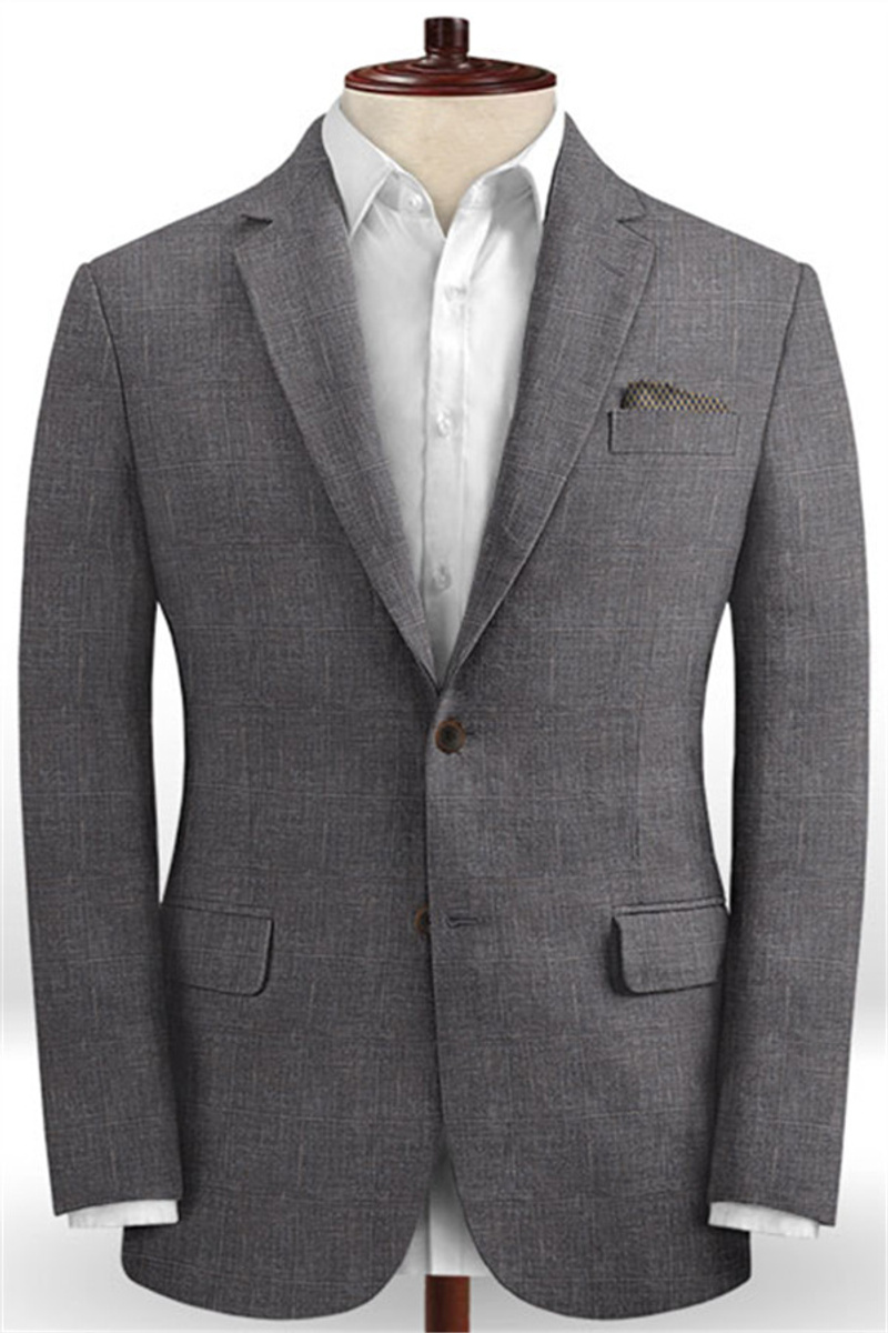 Moises Dark Grey Casual Linen Tuxedo Slim Fit Simple Blazer