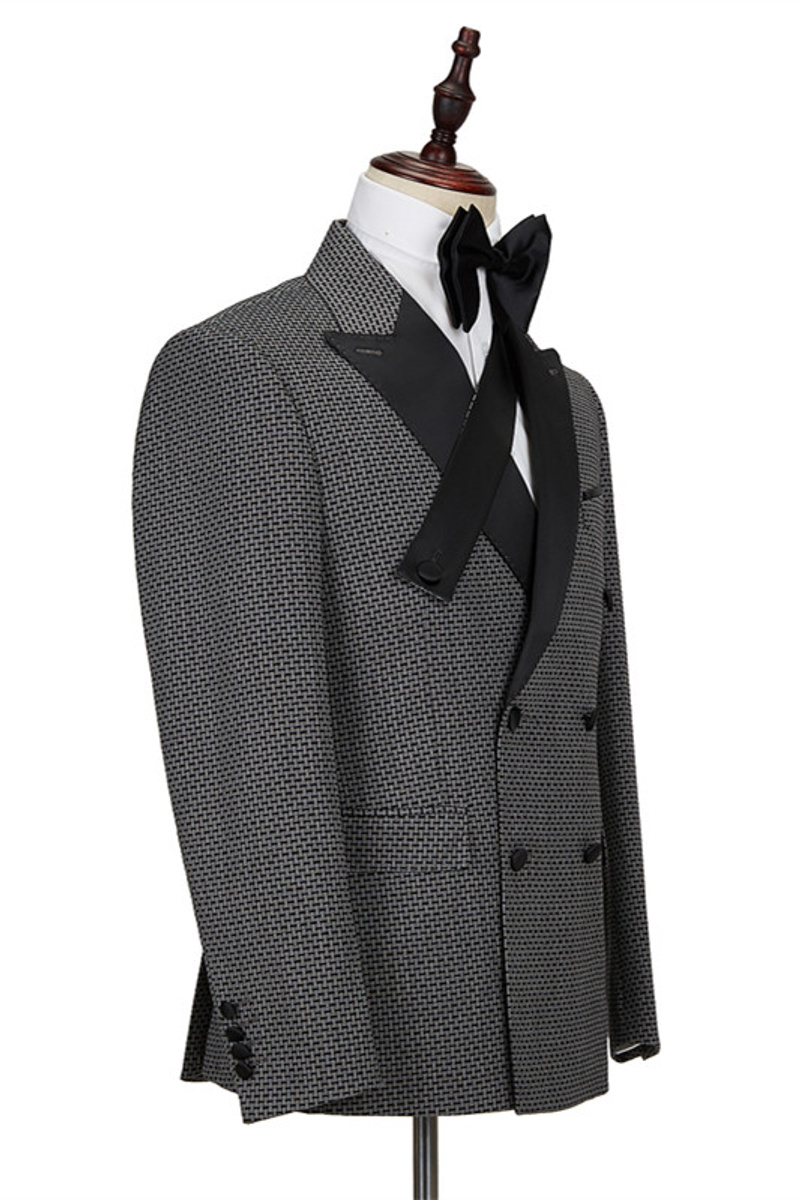 Grant Black Check Lapel Double-Breasted Suit