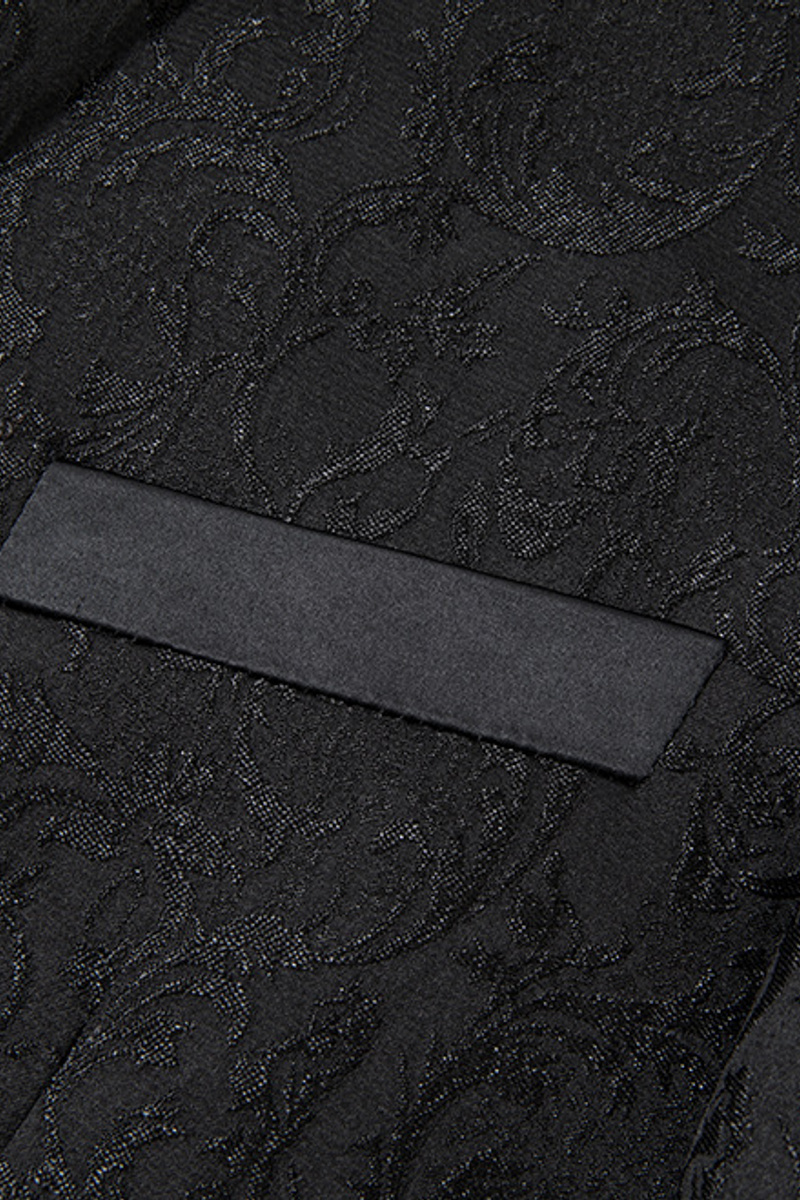 Black Shawl Collar Men's Jacquard Three-Piece Wedding Suit