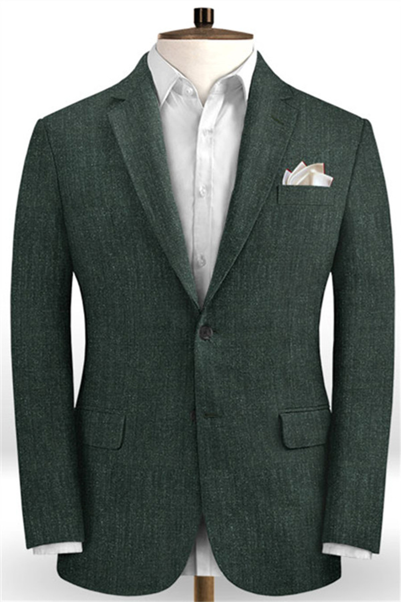 Albert Cool Fashion Green Linen Suit Slim Fit Tuxedo