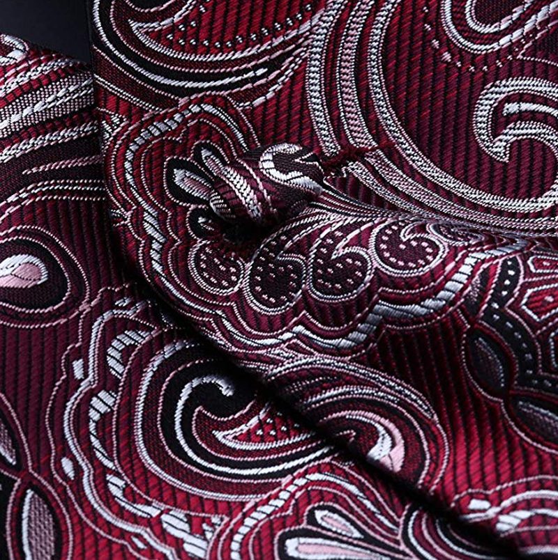 Gorgeous Burgundy Paisley Prom Tuxedo Vest
