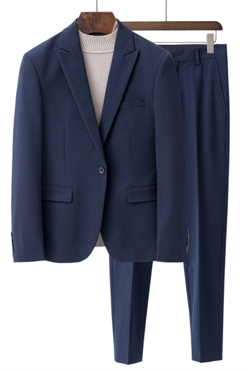 Lance Navy Pointed Lapel One Button Men Summer Suit