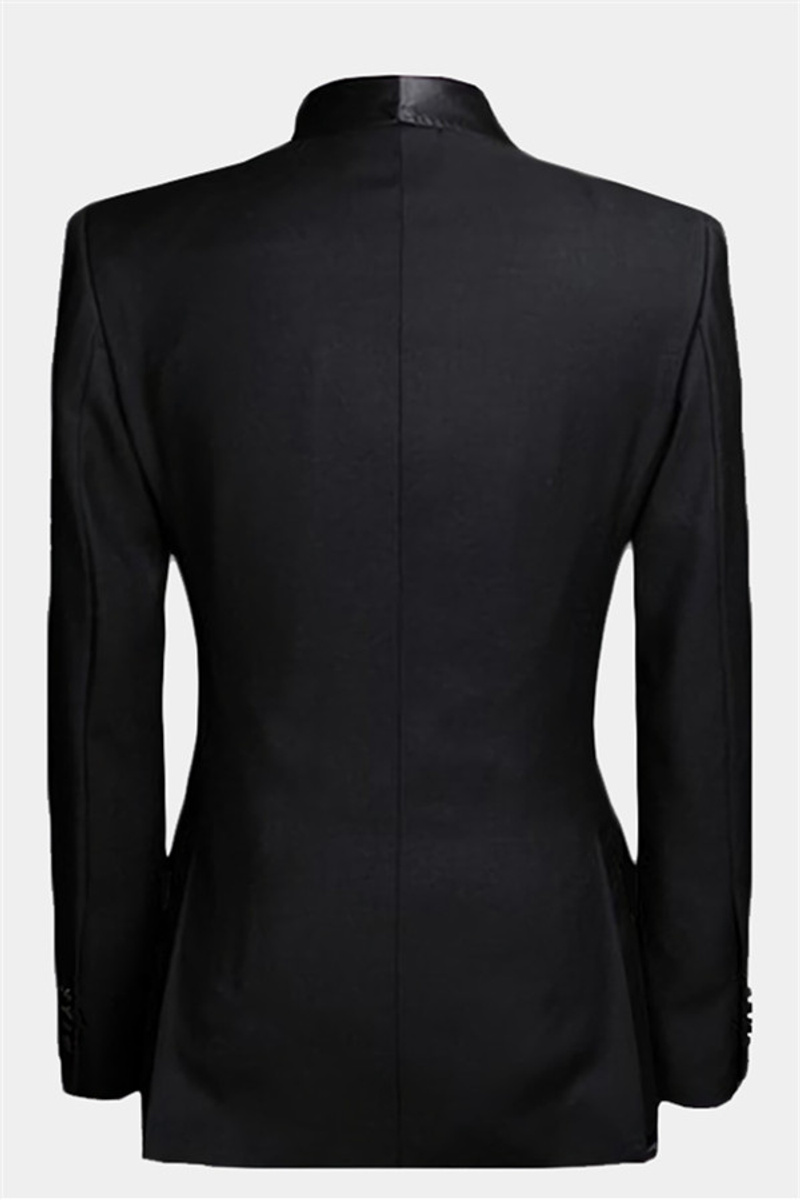 Black Double-Breasted Wedding Tuxedo Luxury Business Suit