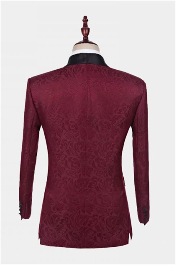 Fashion Burgundy Suit Bespoke Shawl Lapel Tuxedo